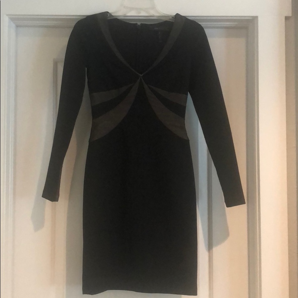 BCBG black dress with nude mesh detail